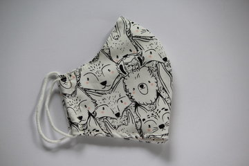 mondmasker wit met diertjes 