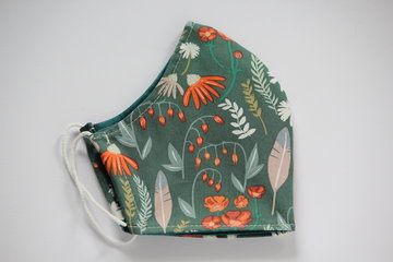 mondmasker groen met bloemen