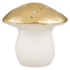 paddenstoellamp GROOT - goud met witte stippen