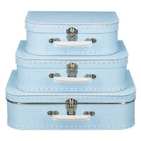 koffertje lichtblauw met stipje wit 35cm